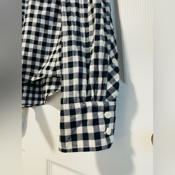 Women’s J Crew Gingham Check Black and White Shirt Tie Waist Sz S - Picture 5 of 9